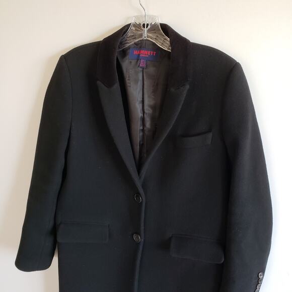 Katharine Hamnett Black Wool Velvet Collar Long Coat - Picture 3 of 7